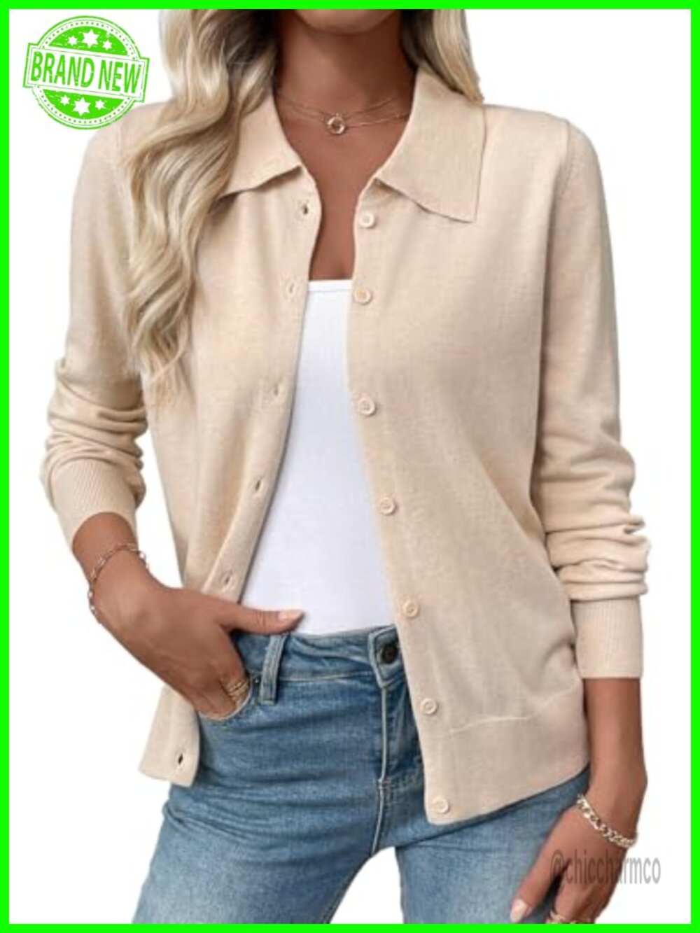 Wool Blend Button Down Cardigan Sweater Lightweight Fall Layering